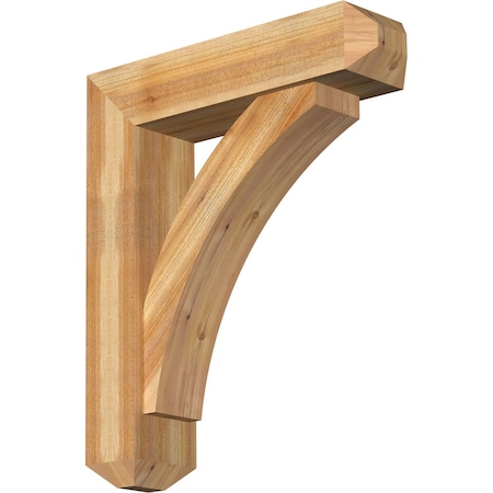 Ekena Millwork Thorton Craftsman Rough Sawn Bracket w/ Offset Brace, Western Red Cedar, 8"W x 32"D x 38"H BKT0806X32X38THR04RWR